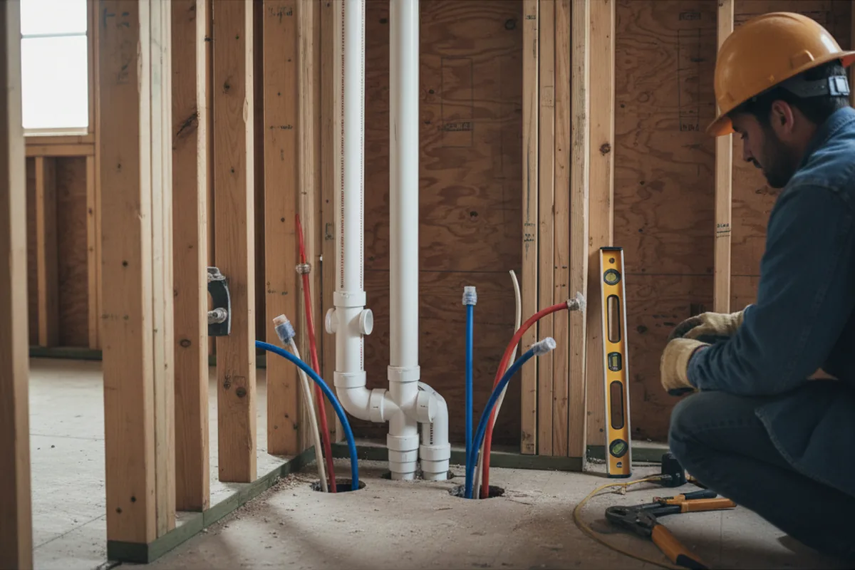 Drain and supply rough-in during Leak Detection in South Acworth