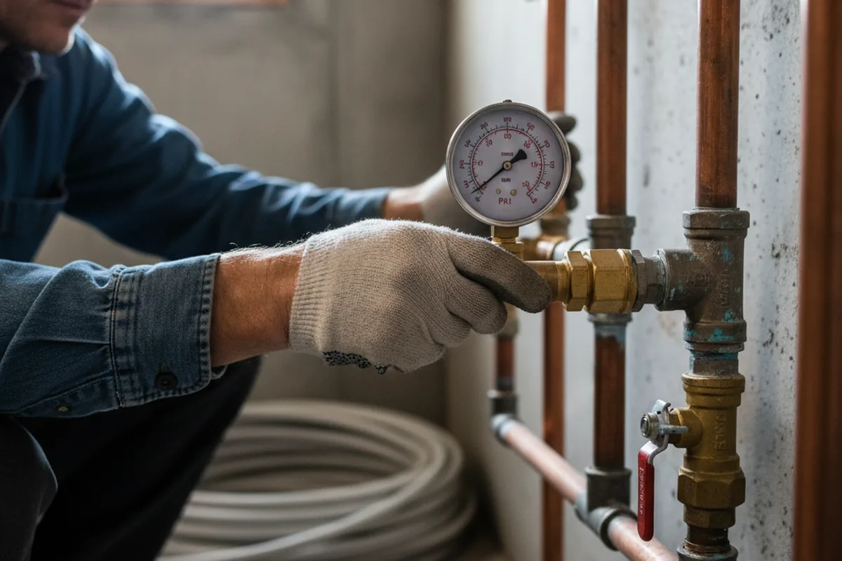 Pressure testing a repaired line during Water Line Repair in South Acworth